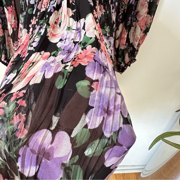 Massimo Dutti Long Sleeve Floral Pleated Dress Multicolor Size EU 36 US 4 - Picture 7 of 7